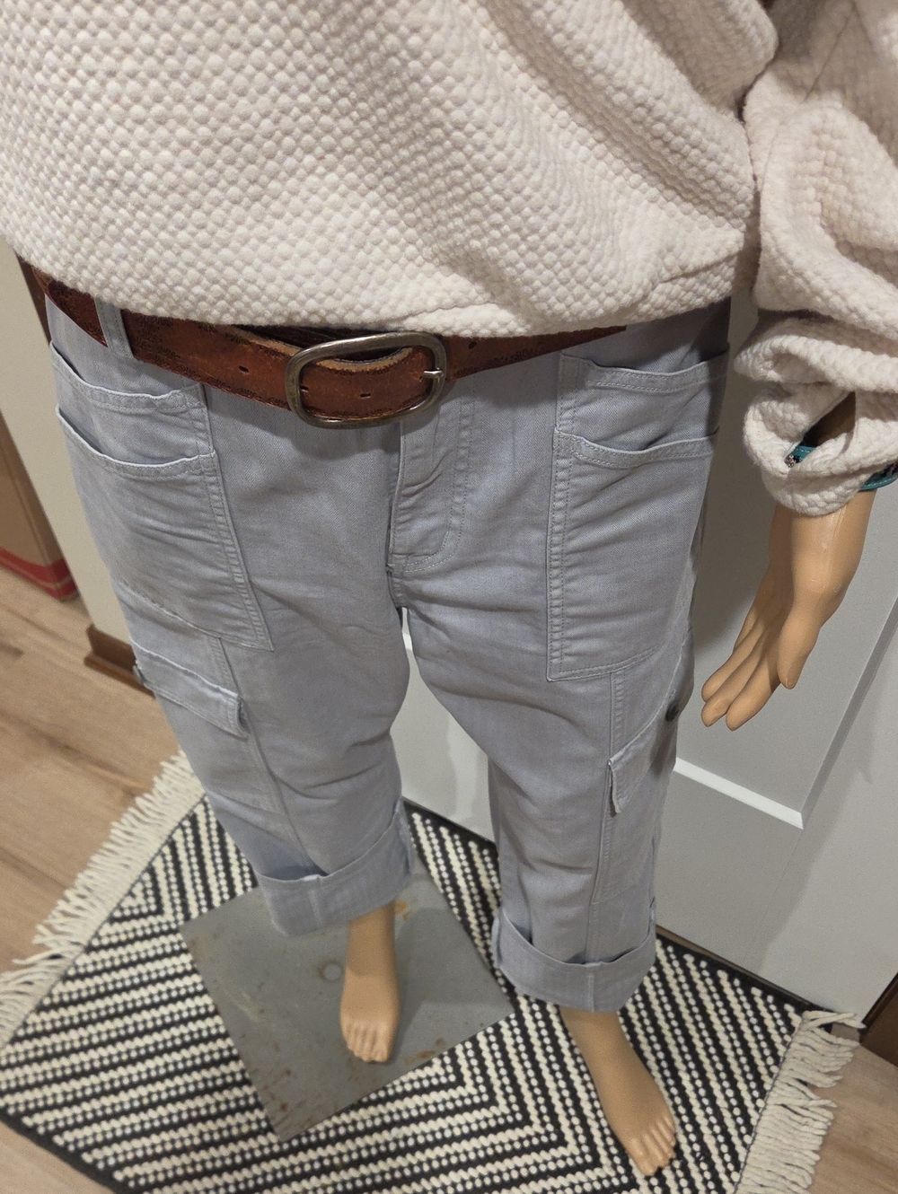 Madewell Light Gray Cargo Pants Herrimgbone Stitch!